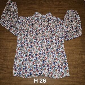 Vintage 80s Women's Notches Paisley High Collar Multicolor 9 Med Turtleneck H26